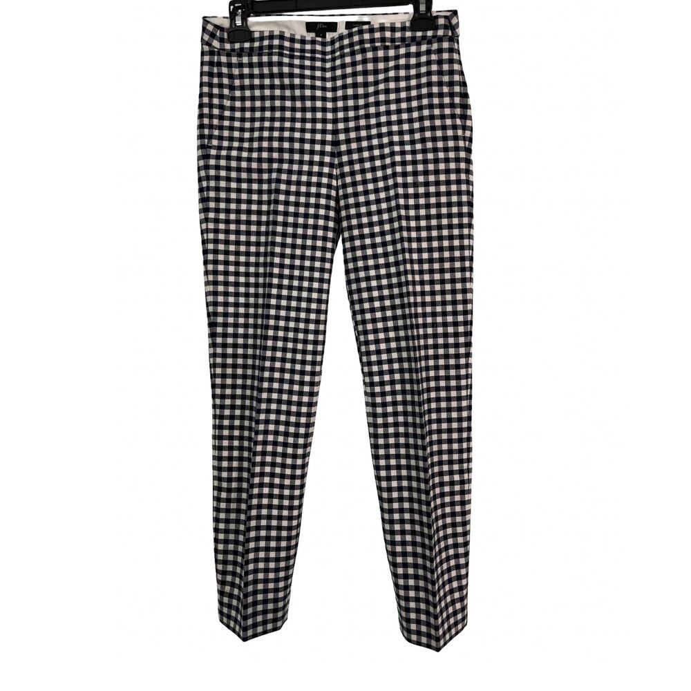 J.Crew Martie Navy Gingham Slim Fit Ankle Pants Size 4 Cotton Stretch
